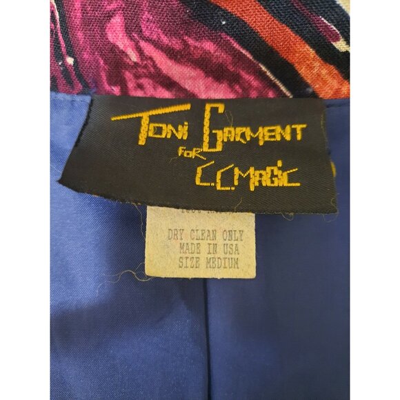 Vintage 80s Funky Tribal Print Oversized Blazer Womens Size M Rayon - Picture 12 of 12